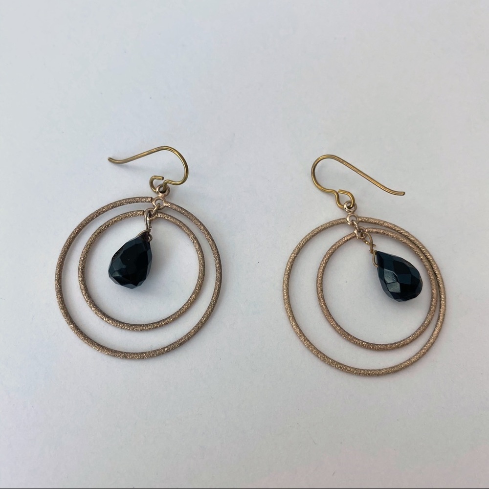 Black & Gold Orbit Hoop Earrings
